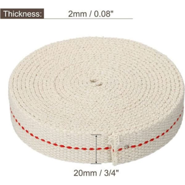 Wick (white), 500 cm flat cotton wick, replacement wick, 2 cm wick width, suitable for oil lamps White