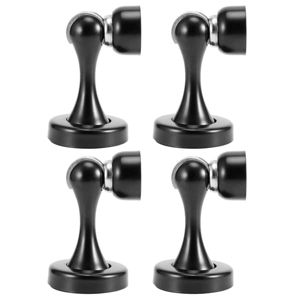 4 sæt magnetisk dørstopper i rustfrit stål til gulv og væg (sort fortykket)