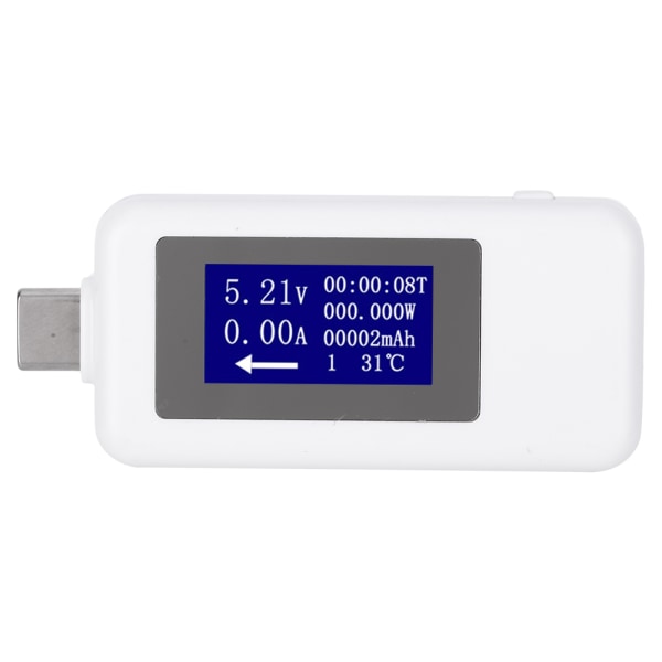 TypeC Tester Multifunktionel Tovejs Strømspænding DC Digital Voltmeter (Hvid)