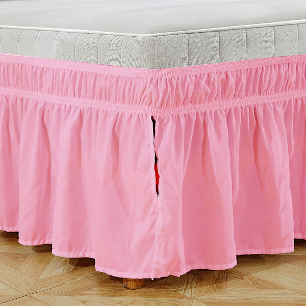 Elastisk sängkjol, tvättbar, blekningsbeständig, omslag runt sängkjol för hem, hotell, queen size
