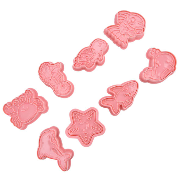 Plastik Cookie Cutters Havdyr Mønster 3D Tegneserie Bage Pressbar Form til Køkken Bagværk