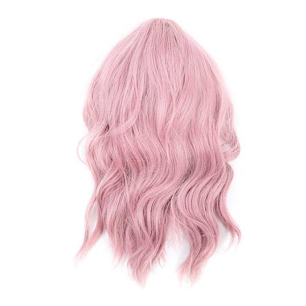 Rosa Pastell Short Bob Curly Wavy Wig - Syntetisk Cosplay-kostyme for kvinner