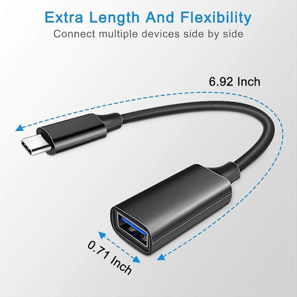 2 st Svarta USB C Hane till USB 3.0 Hona Adapter 2-Pack, Thunderbolt 3 Typ C OTG-omvandlare för MacBook Pro, iPad Air 4 5, Galaxy Z Fold 5, S23 S22 Plu