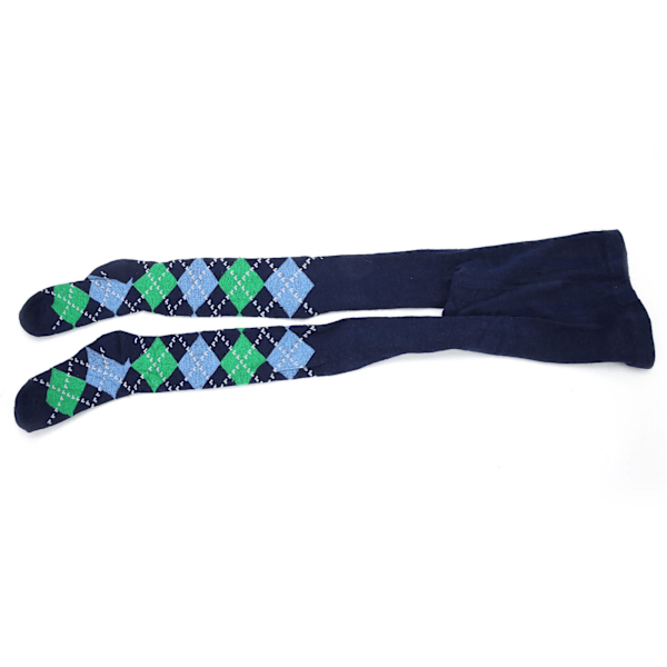 Bomullsstrømpebukse for babyjente, strømpebukse for jentebarn, leggings, klær, tilbehør for vår og høst, blågrønn rombe, 4-6 år gammel