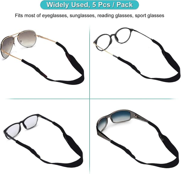 Sportsbrille Rem - Elastisk Snøreholder til Briller og Solbriller - Blå, Sæt med 5
