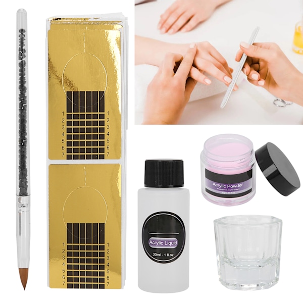 ROSALIND Kristallpulver Set Manikyr DIY Akryl Vätska Kopp Professionellt Nagelkonstverktyg Rosa