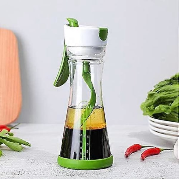 Salladsdressingbehållare med mixer, enkel hällpip och spillsäker pip, salladsdressingshaker
