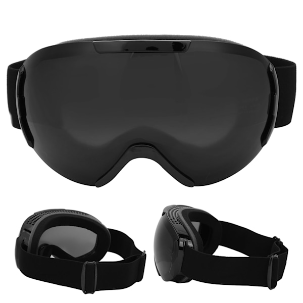 Ski- og snowboardbriller med dobbeltlagslinser, antidug og UV-beskyttelse, snebriller til voksne (sort)