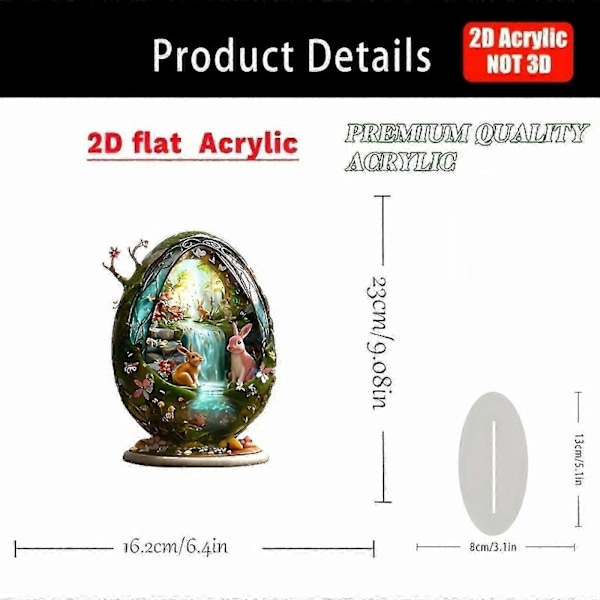 2D Påskehare Egg Dekorasjon Høytid for Stue Spisestue Bokylle Stil G