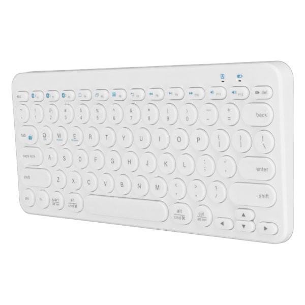 Trådløst tastatur 78 taster Runde tastaturer Slanke, kompakte retro stille Bluetooth-tastatur til hjemmekontor Traveling Hvid