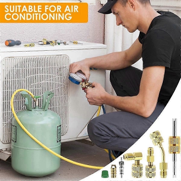 R410 Adapterisarja Metallinen Mini Split Tyhjiöpumppusarja Tukeva R410 Muunninliitin 1/4SAE - 5/16SAE Adapteri