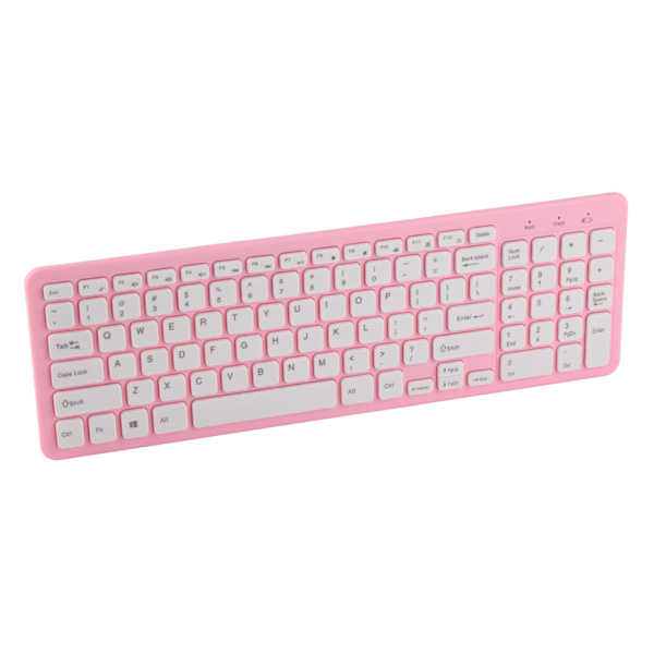 96 tangenter trådlöst tangentbord Mus Combo 10 meter överföring Toningsbeständig tangentbord Mus Combo med halkfri matta Rosa