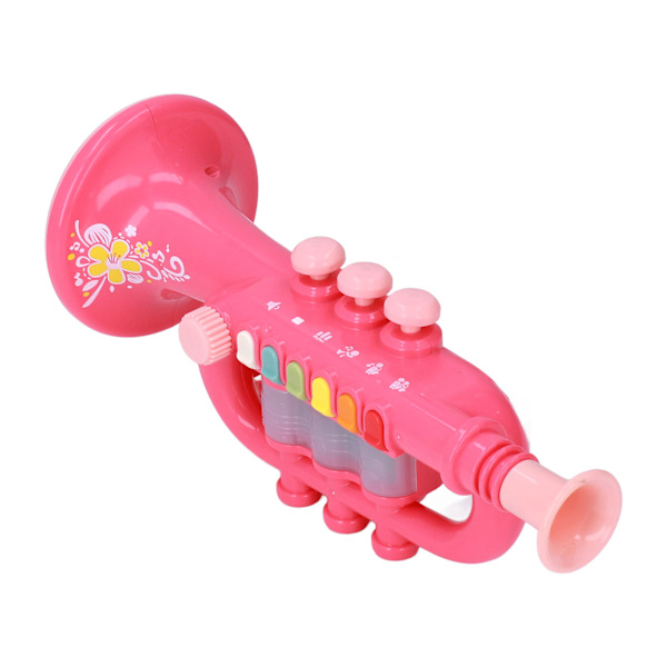 Hornleksak Simuleringsdesign Dynamisk ljuseffekt Musikinstrument Hornleksak Present med snöre för över 3 år gammal Rosa