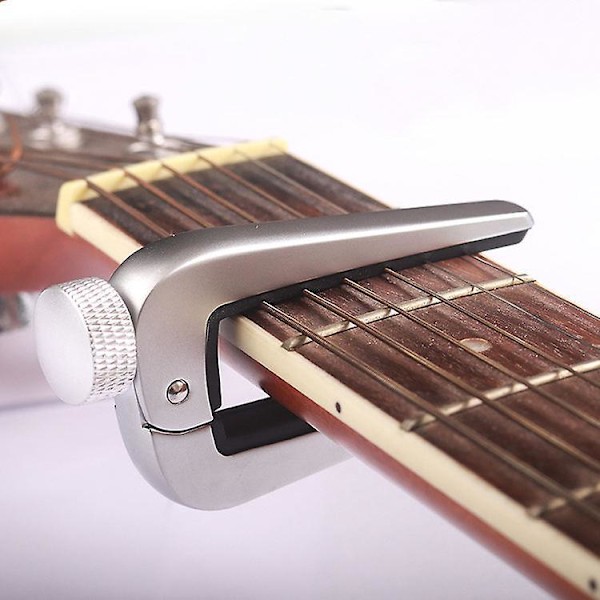 Universal Gitarrkapo för 6 eller 12 Strängar, Klassisk, Akustisk och Elektrisk Gitarr (Silver/Svart)