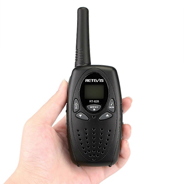 RT628 Svarta Walkie Talkies för Barn 1 Par, Lång Räckvidd VOX Knapplås Leksaker Presenter för Födelsedag och Helg, Lätt att Använda för Camping, Vandring
