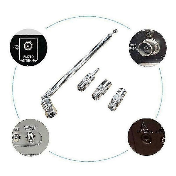 75 Ohm Teleskopisk DAB Radioantenne For Hifi Av-mottaker Mini System, FM