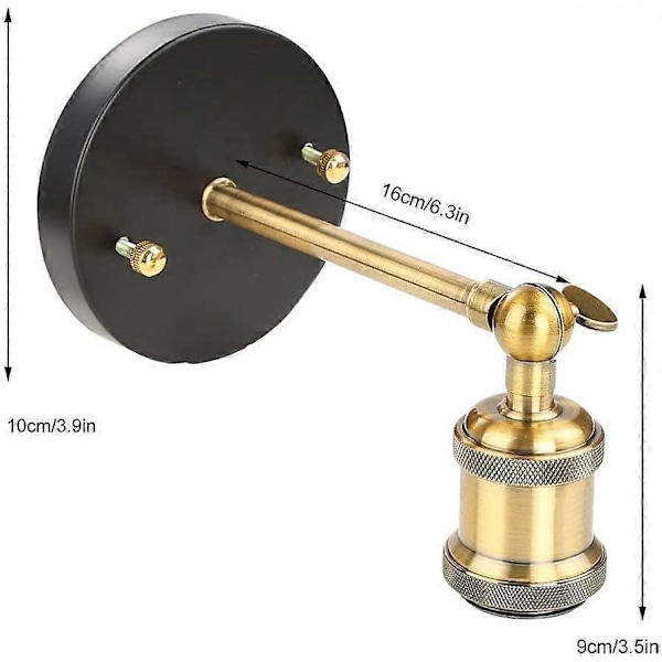 Vägglampa i mässing, Retro Vägglampa Rund Rustik Retro Hänglampa E27 (Glödlampa Ingår Ej) (2-Pack)