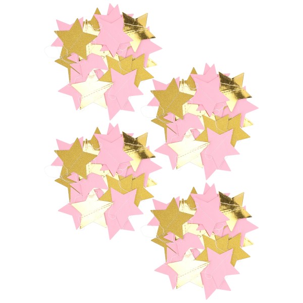 4st pappersgirland hängande dekorationsgirland för jubileumsbröllop Alla hjärtans dag (stjärna 5 cm 2in)