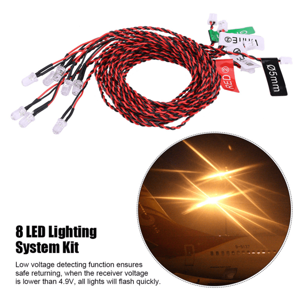 8 LED-belysningssystemkit Simulering Blinkende lys til RC-fly Helikopter