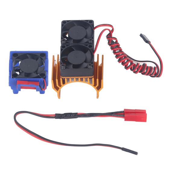 DC 5V RC køleplade med højhastigheds ventilatormotor radiator ventilator sæt til Traxxas Slash 4×4 VXL 1/10 RC bil guld