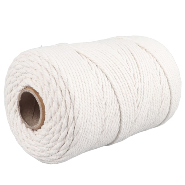 Hvit Macrame Cord 4mmx21.9 Yards Macrame Tau Bomullsledning for vegghengende plantehengere Håndverk strikking