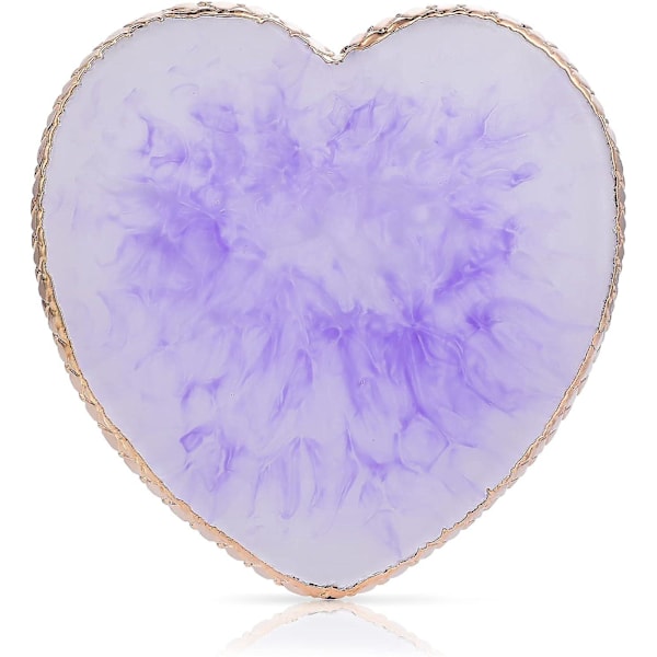 Mauve Resin Nail Polish Palette with Gold Heart-shaped Border