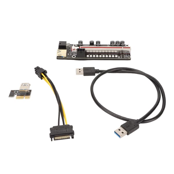 PCIE Riser Strömadapterkort 6-stift Kompatibel 1X 4X 8X 16X PCIE-gränssnitt Plug and Play USB Riser Strömadapterkort Svart
