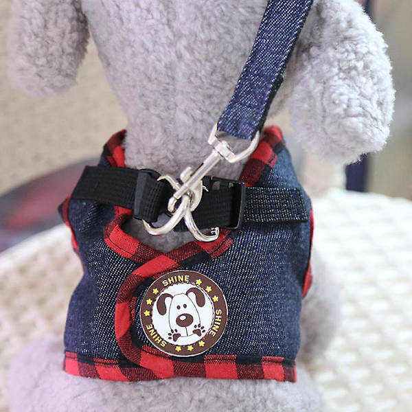 Lille hundevestholder med snor til Chihuahua Cowboy Style hvalpevest