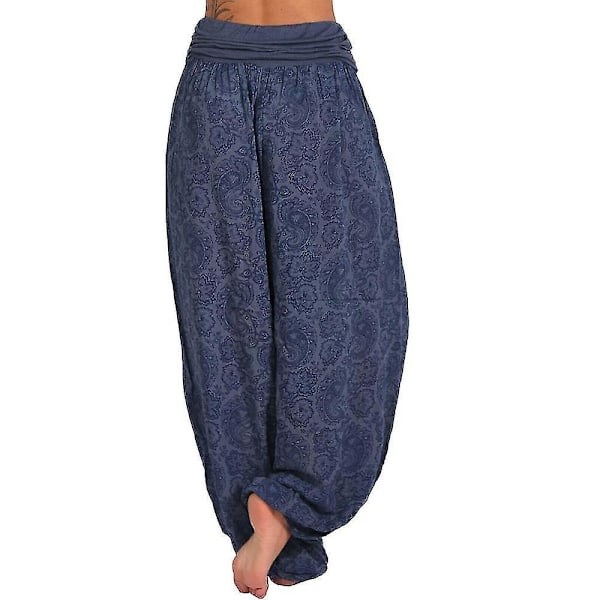 Tryckta Harem-byxor i Aladdin-stil för kvinnor, kungblå, storlek 3XL