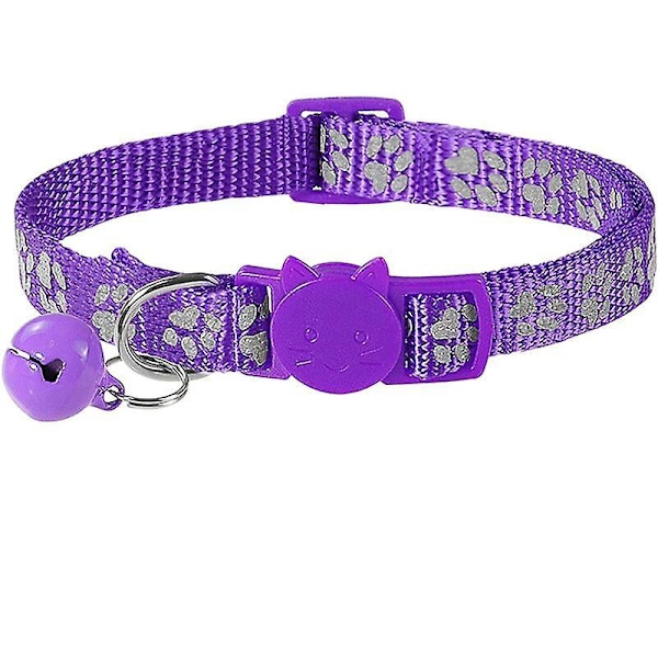 Anti-Stryp Katt Halsband, Justerbart Reflexhalsband, Lämpligt för Katter, Kattungar och Valpar med Säkerhetsklockor och Spännen, 19-32cm