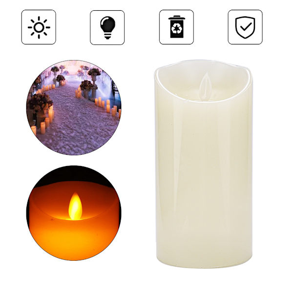 Mini LED falsk stearinlyslampe flammefri batteridrevet te lys natbelysning (15cm)