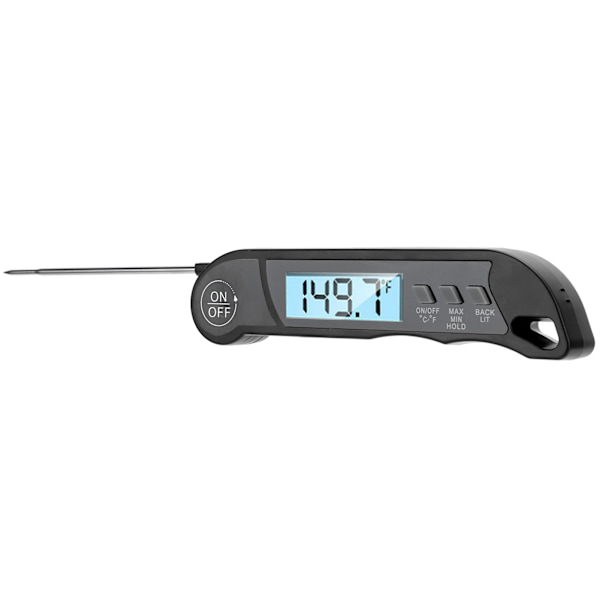 Sammenfoldeligt alarmtermometer Elektronisk grilltermometer Madtemperaturmåler Sort