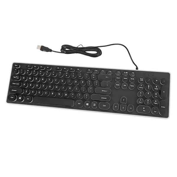 Gaming tastatur USB 104 runde taster baggrundsbelyst ergonomisk design punk vandtæt kablet tastatur til stationær bærbar computer