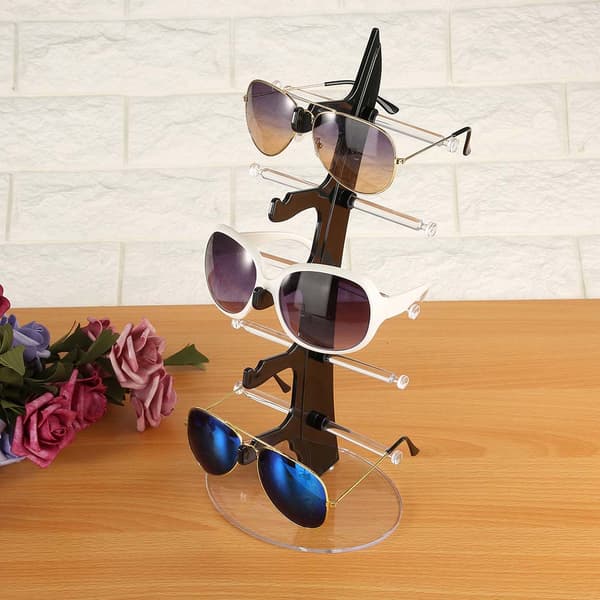 5 Par Plastik Brillehylde Solbriller Display Stand Rack Opbevaringsholder Sort