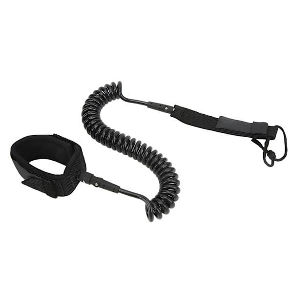 Surfboard Leash Hög elasticitet TPU Svart Justerbar Spiralformad Surfing Benrep för Paddleboards Longboards 9ft/2.74m