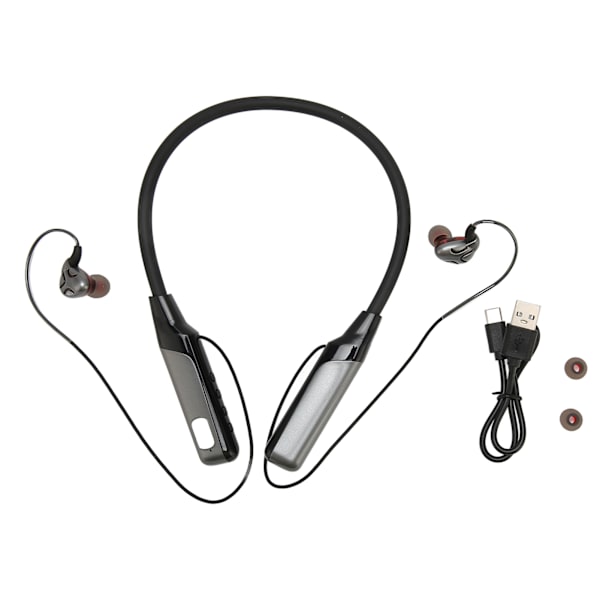 Nackband Bluetooth hörlurar Stöd för brusreducering Plug-in Trådlöst halsbandsheadset för utomhussport Svart