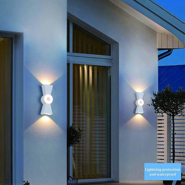 LED Væglamper 12W Indendørs Udendørs Moderne Væglampe IP66 Vandtæt LED Op og Ned Væglamper til Stue, Soveværelse, Badeværelse, Gang - Varm Hvid