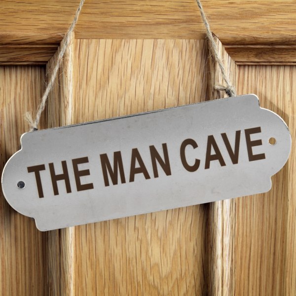 Hegnspæl i rustfrit stål Havehus Hjem Dørport Toilet Advarselstavle med monteringsskruer THE MAN CAVE