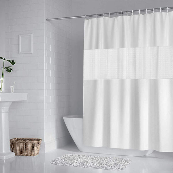 Vandtæt skimmelresistent hvid polyester bruseforhæng 200x180cm