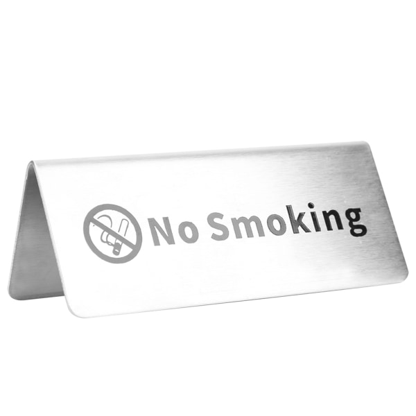 Rustfrit stål Dobbeltsidet engelske bogstaver Mærker Bordskilt til Restaurant Hotel Bar Pub Bordservice Rygning forbudt
