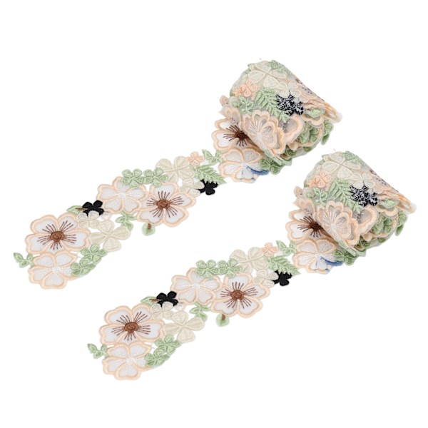 2 st 3D blomma spetskant 2yd lång 2,6 tum bred retrostil blomdesign Organza spetskant för klänning gördel kläder