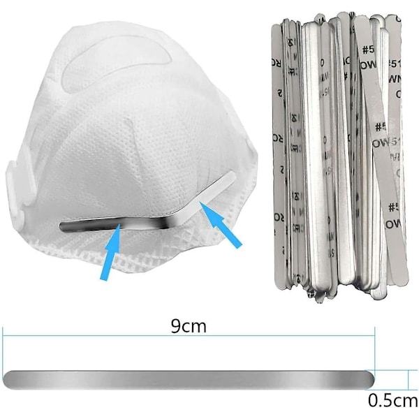 50 st metall näsbrohållare för DIY sömnadsmasker - 9 cm anti-imma näsbricka för skyddsmasker