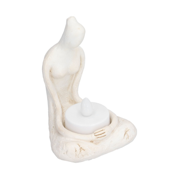 Ljusstake Yoga Resin Meditationsskulptur med elektroniskt ljus för hemmakontorsdekoration PrydnadSCS‑ RC007‑B2