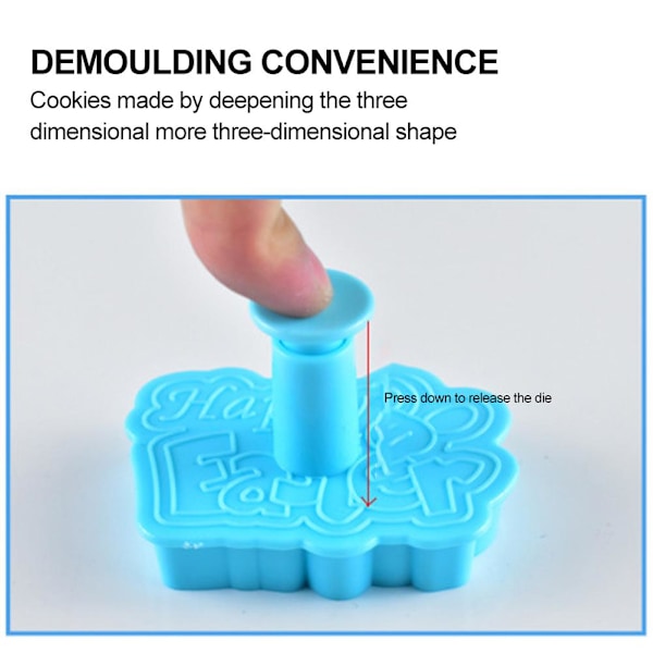 8 stk./sett påskeeggekanin-stempler 3D kjeksform-stempler kakedekorasjonsform-stempler DIY bakeverktøy