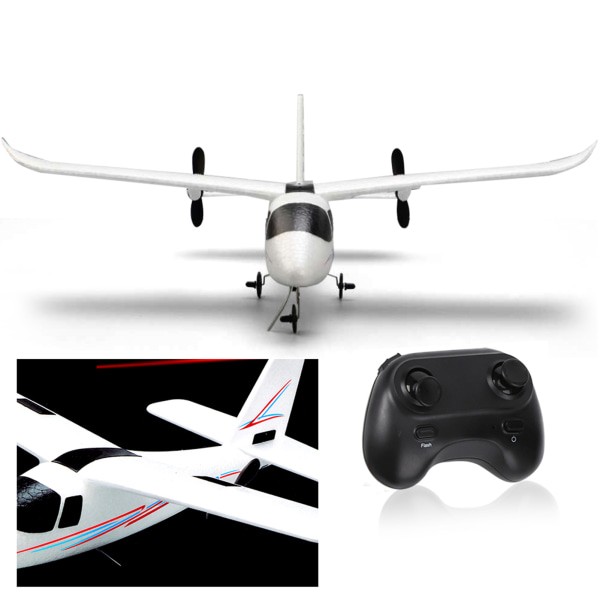 DIY Fixed Wing Airplane Svævefly Drop-Resistant Fjernbetjening Aircraft RC Plane (Uden LED)