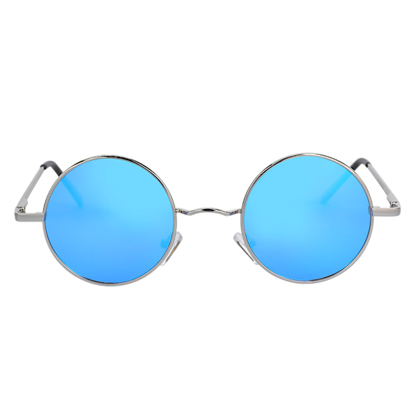 Metal Classic Vintage Unisex UV-suojauksella varustetut pyöreät kehykselliset polarisoidut aurinkolasit aurinkolasikotelolla, Ice Blue