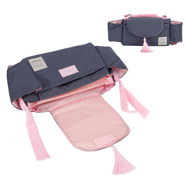 Baby Barnvagn Hängande Väska Organizer Universal Mugghållare Förvaringsväska Barnvagnar TillbehörRosa Tassel