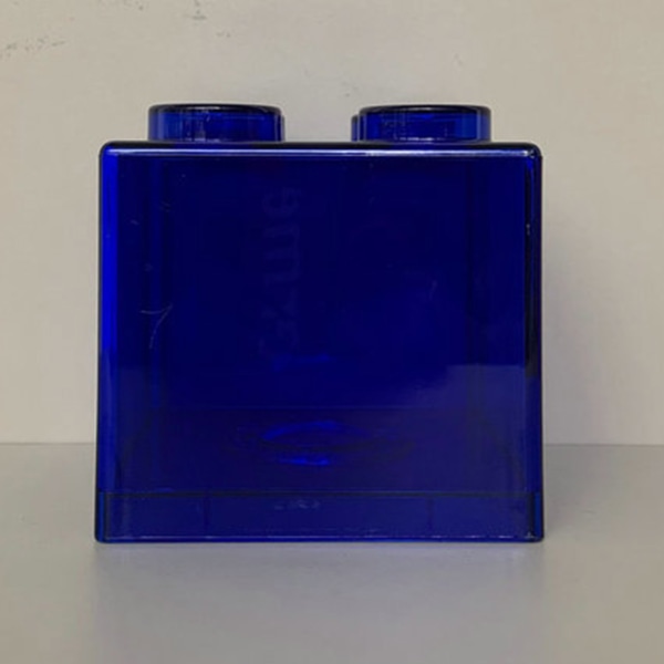 Genomskinlig sparbössa i form av en byggsten, rektangulär transparent sparbössa för mynt för barn pojkar flickor blå 8,9x8,9x9,2cm / 3,5x3,5x3,6in