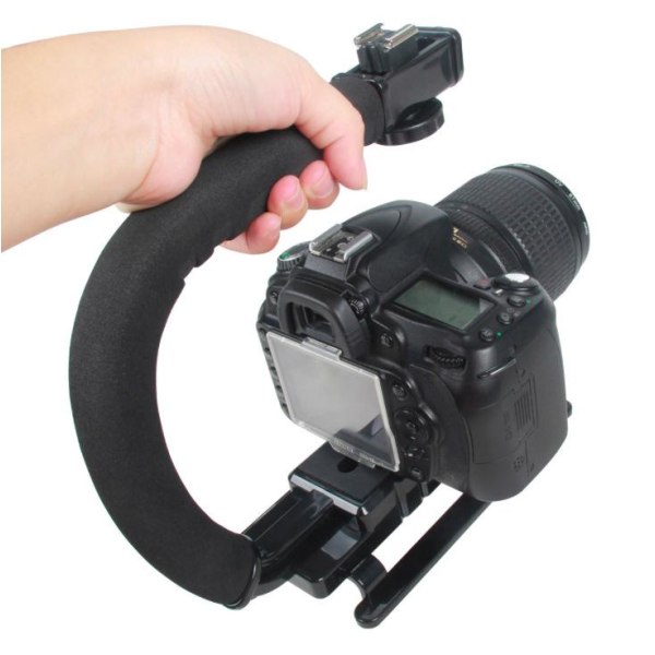 Handhållen stabilisator med smartphone videorigg, videogrepp för Canon Nikon Sony Panasonic Pentax Olympus DSLR kamera videokamera och alla smartphones