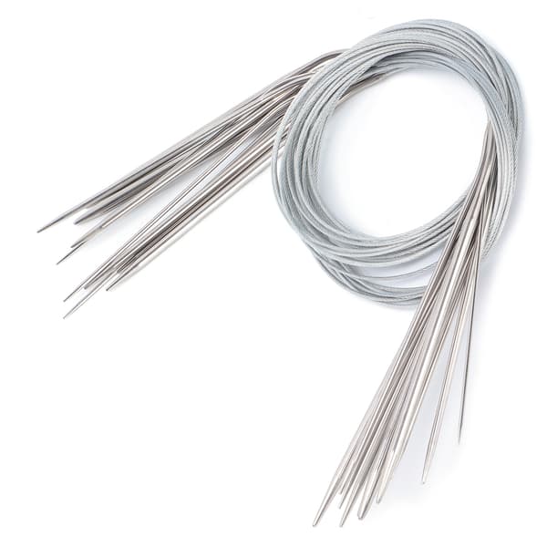 Rundstickor i rostfritt stål, olika storlekar, virkstickor 80 cm